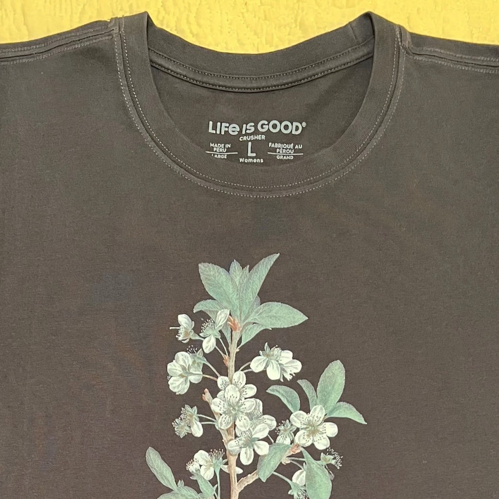 Life is Good Women's Long-Sleeved Antique Plum Blossom Painting Crusher T